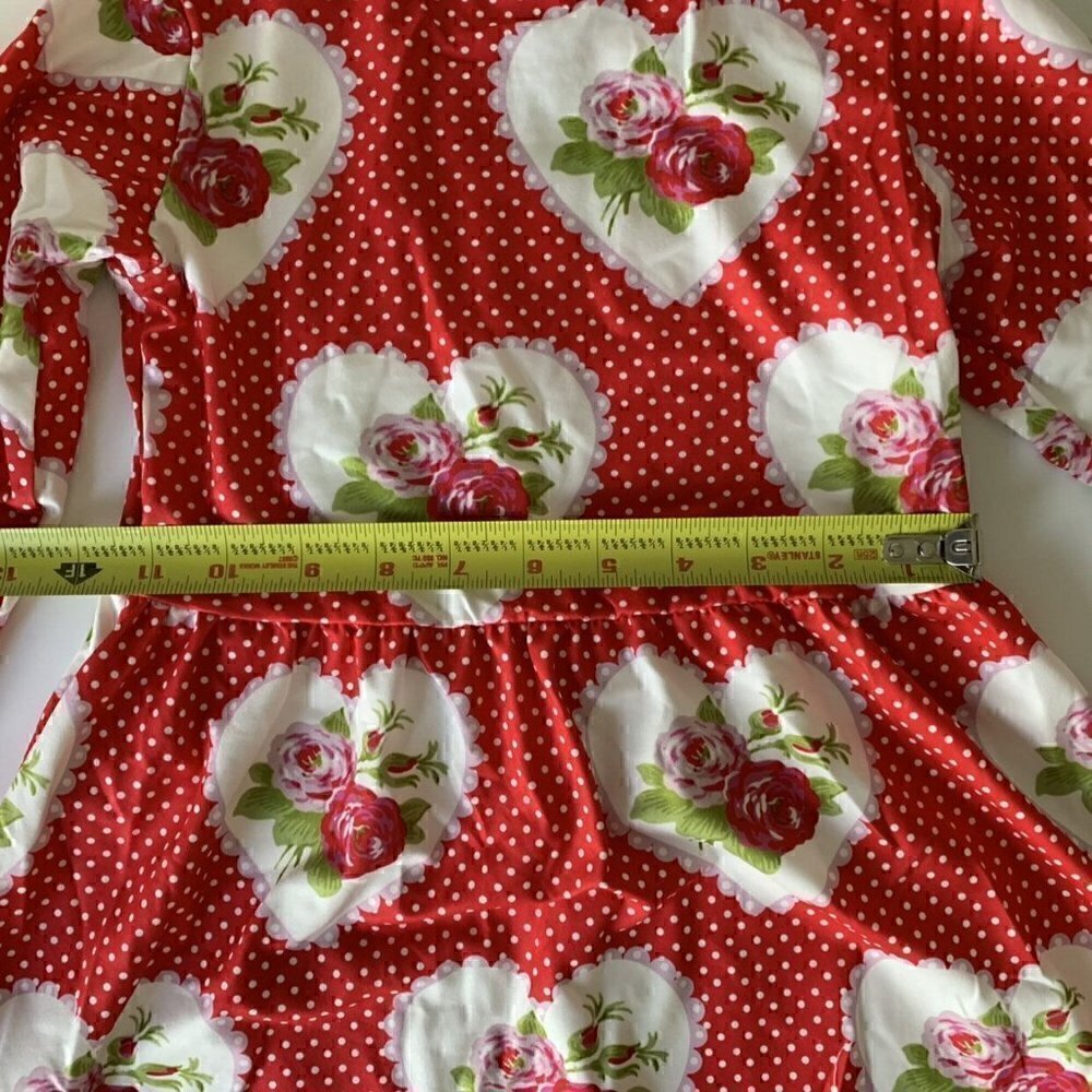 NEW Adorable Sweetness Girl Red Hearts Floral Dress 5T - Picture 11 of 13